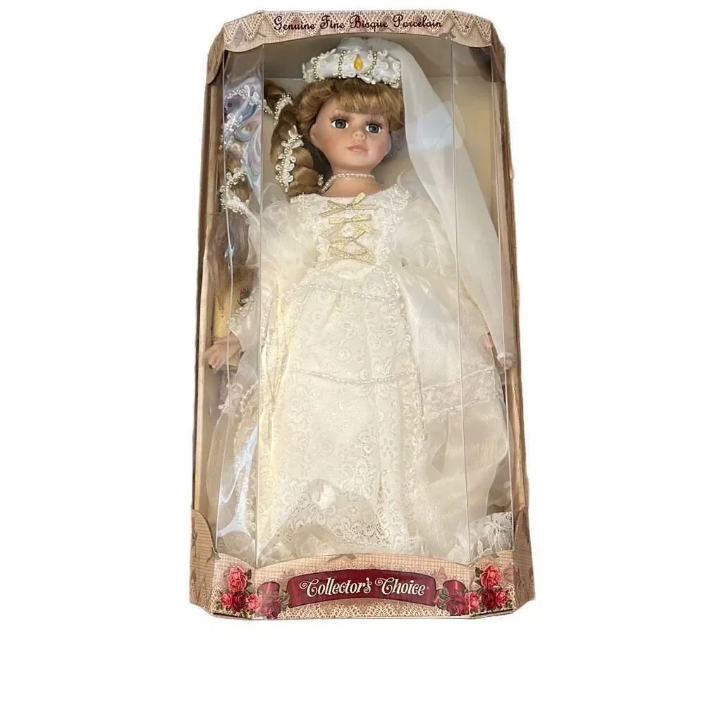 Collector's Choice Genuine Fine Bisque Porcelain Bride Doll NIB